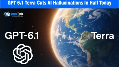 Earth globe floating in space next to the GPT-6.1 Terra model name and white OpenAI logo.