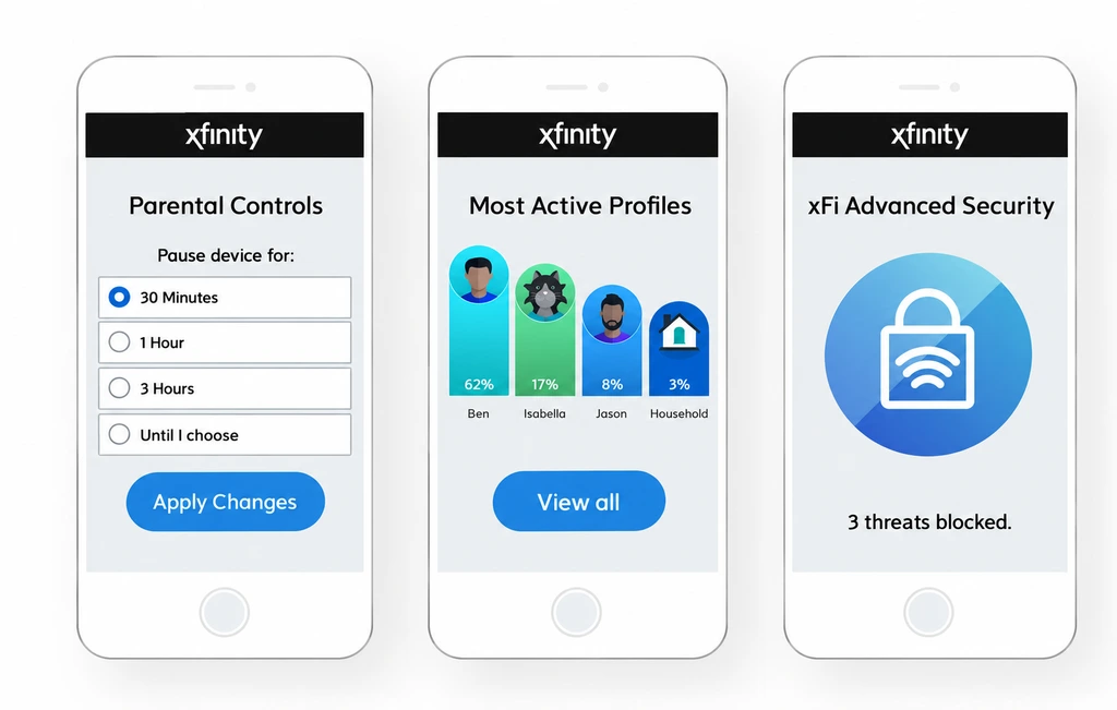 Xfinity xFi Advanced Security interface showing blocked threats | Image Credit: Original Xfinity PDF