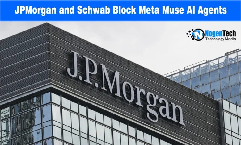 J.P. Morgan corporate building exterior with prominent signage against the sky.