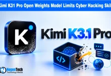 Kimi K3.1 Pro 3D logo icon beside open-weights code box graphics and chat prompt UI elements.