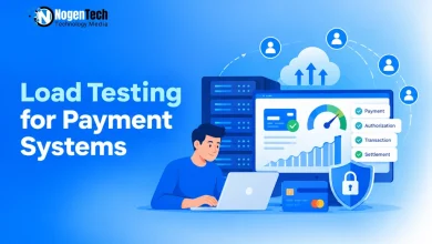 IT engineer at a laptop monitoring server performance, speed meters, and payment verification benchmarks.