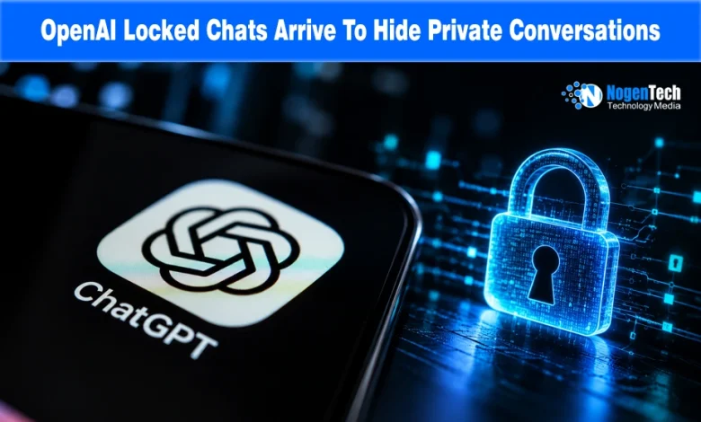 Smartphone displaying the ChatGPT app icon next to a glowing blue digital padlock.