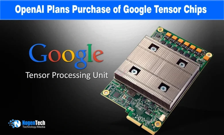 Google Tensor Processing Unit hardware chip next to the Google logo on a dark background.