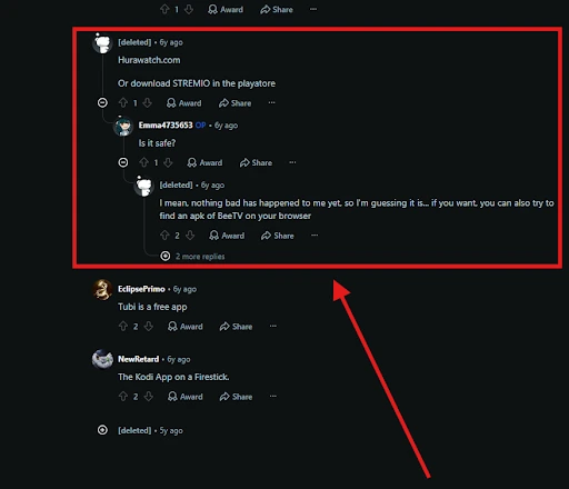 Reddit Discussion on Hurawatch safety from 2021 | Image Credit: Reddit